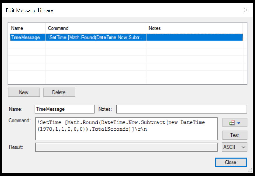 Editing a message in the message library dialog