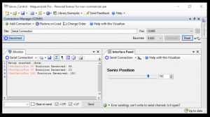 Example - Servo Control - Interface Panel - MegunoLink