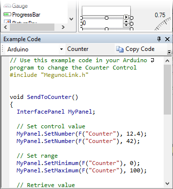 Code example window